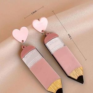 Pencil Earrings heart shape tops‎ Novelty dangle pierced ears
